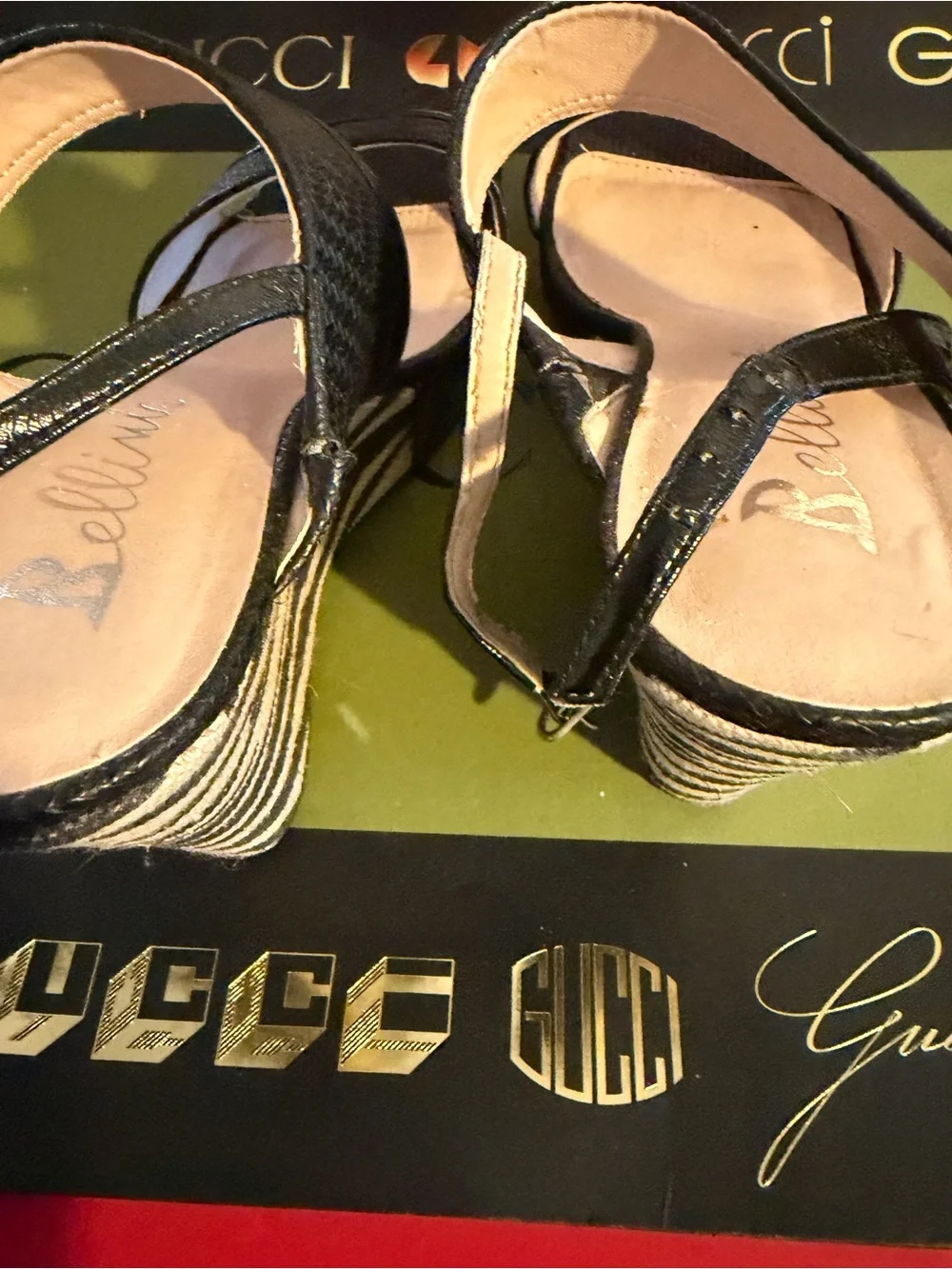 Black Patent Wedge Heels - Women